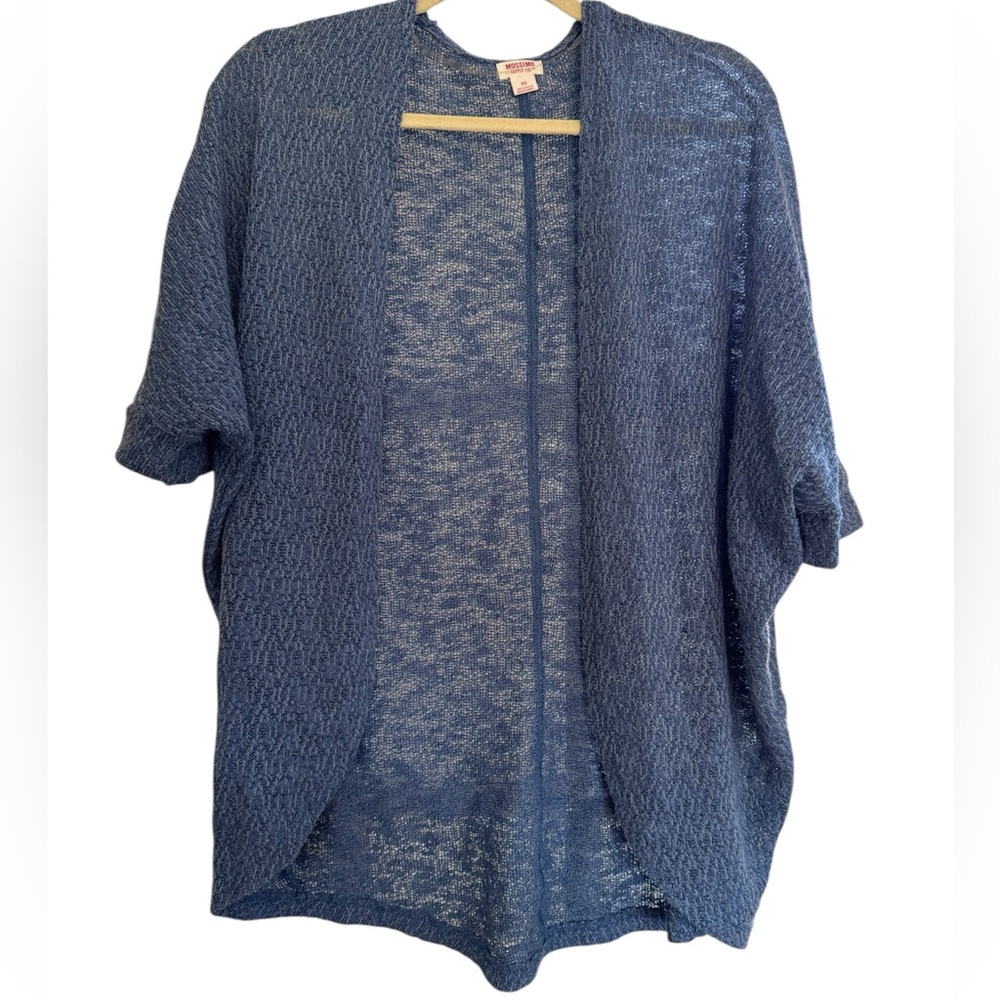 Mossimo Supply Co. Textured Blue Short Sleeve Cardigan Sweater XS